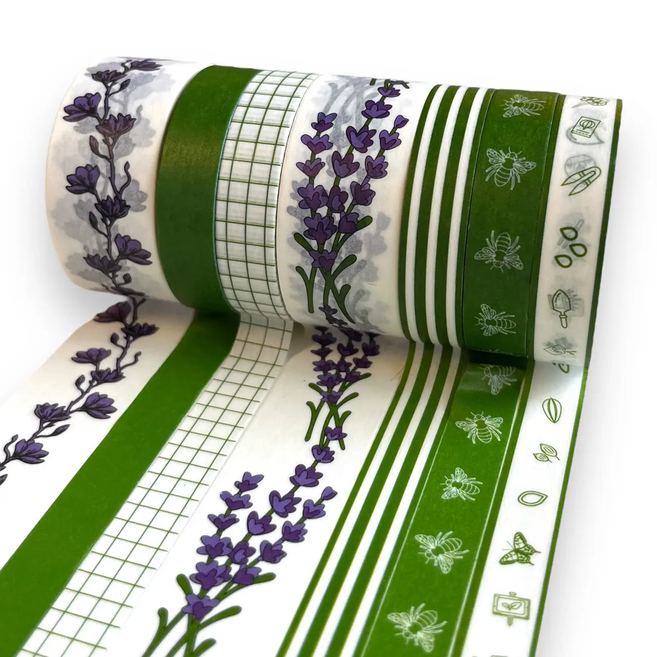 Seattle Seed Company Gardener's Washi Tape Crafting Set with 7 colorful tapes for scrapbooking and DIY projects, 10 meters each.