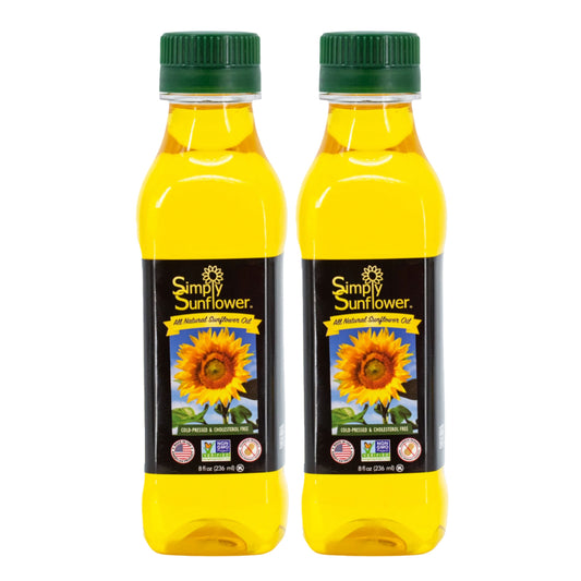 Two 8oz bottles of Simply Sunflower sunflower oil, non-GMO, gluten-free, nut-free, vegan food multipacks from BuyNebraska.com