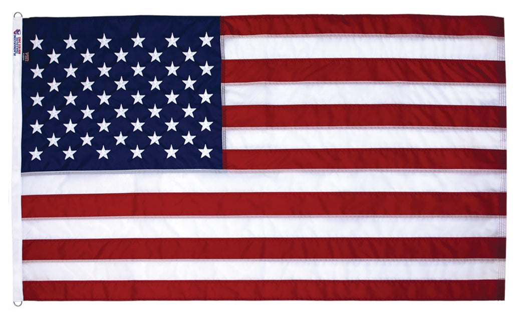 Liberty™ nylon American flag in 8x12 inches, made in USA, featuring vibrant colors and durable construction by Flagman of America.