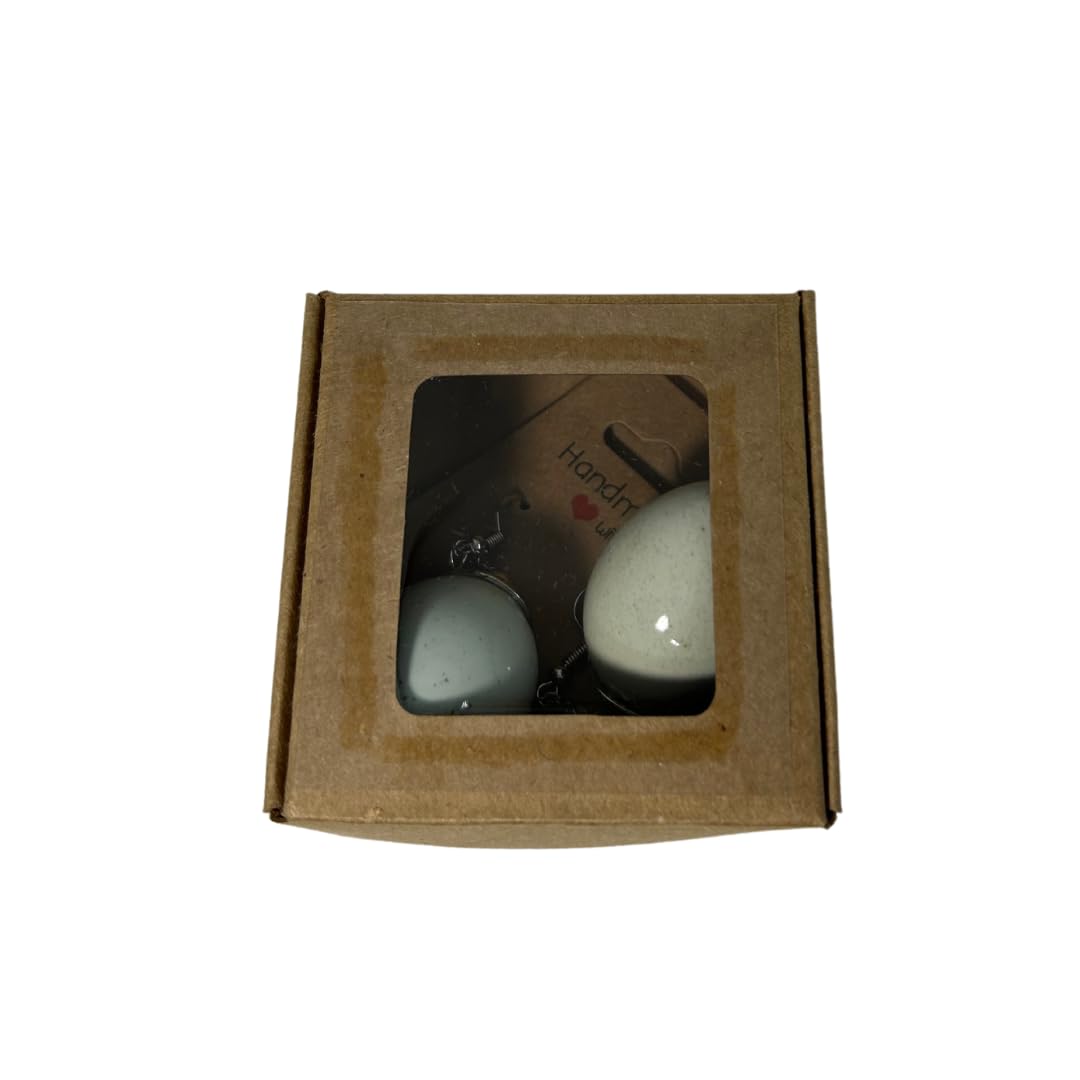 Quailkeeper Quail Egg Earrings in celadon color, handcrafted jewelry featuring small quail eggs on sterling silver hooks.