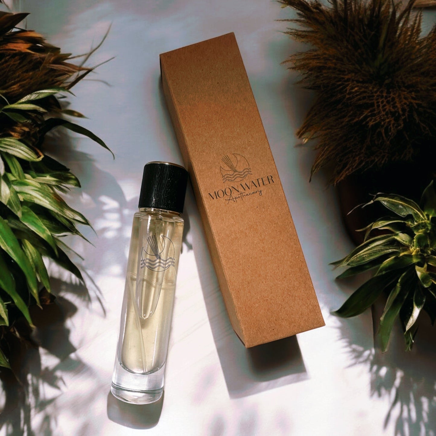 Viral Hair Perfume by Moon Water Apothecary showing a 1 fl oz bottle with a spray nozzle and elegant labeling.