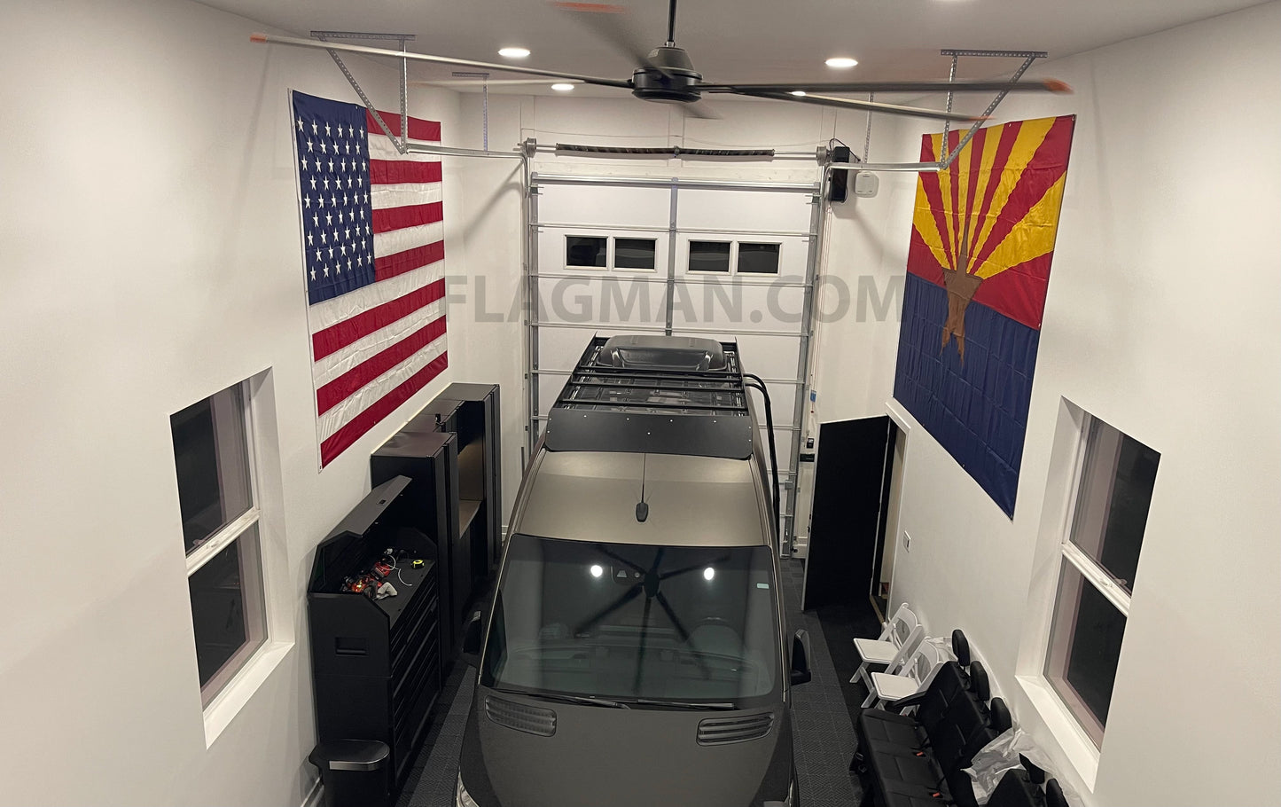 Nylon American flag wall hanging with reinforced grommets, featuring Arizona design, made by Flagman of America.