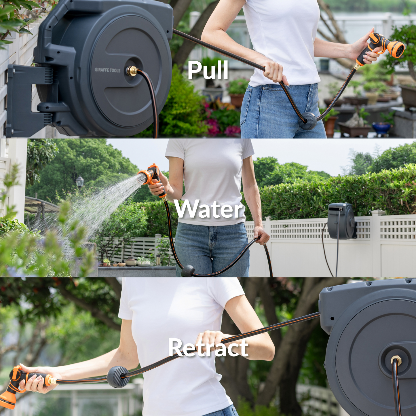 Retractable Garden Hose Reel 62ft-155ft