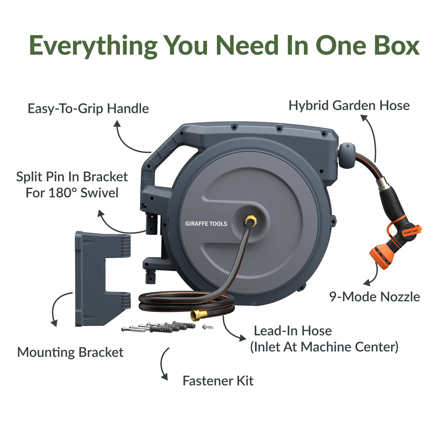 Retractable Garden Hose Reel 62ft-155ft