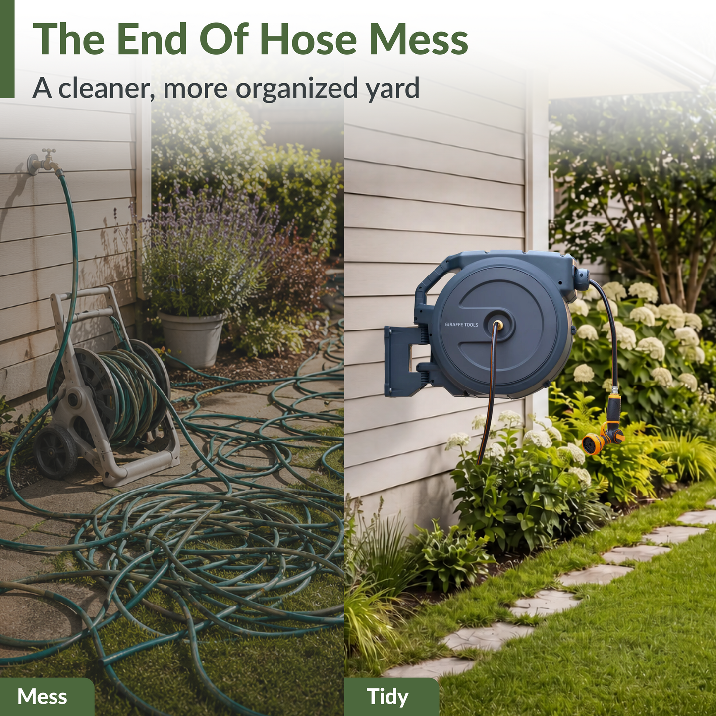 Retractable Garden Hose Reel 62ft-155ft