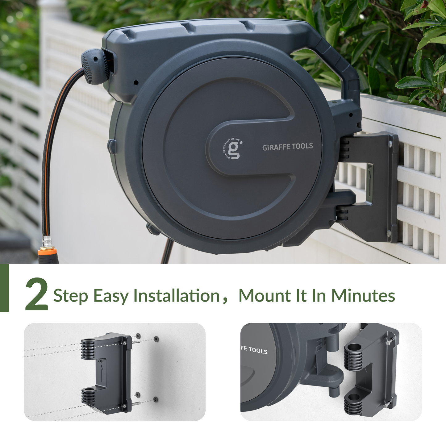 Retractable Garden Hose Reel 62ft-155ft
