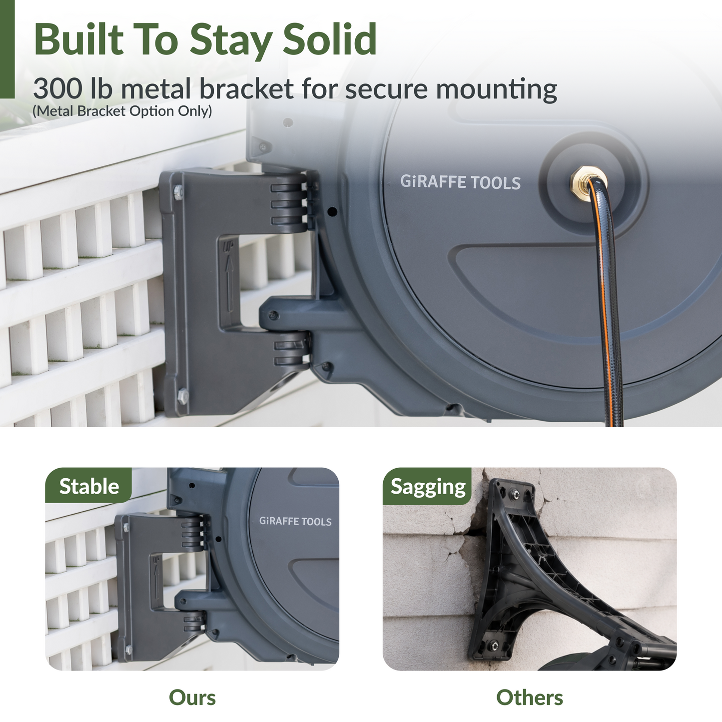 Retractable Garden Hose Reel 62ft-155ft