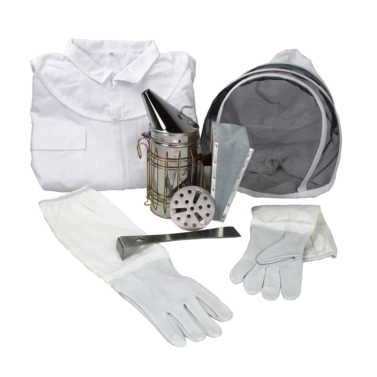 Galena Farms Amish-made 10-frame beehive starter kit with accessories, including frames and tools for beekeeping.