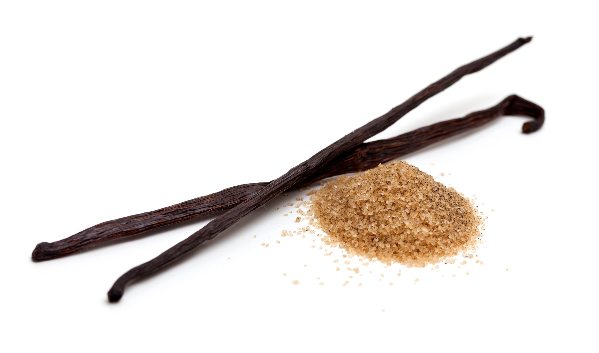 Organic vanilla bean sugar in a 12 oz jar by Vanilla Bean Kings, showing premium vanilla bean-infused sugar with vanilla beans inside.