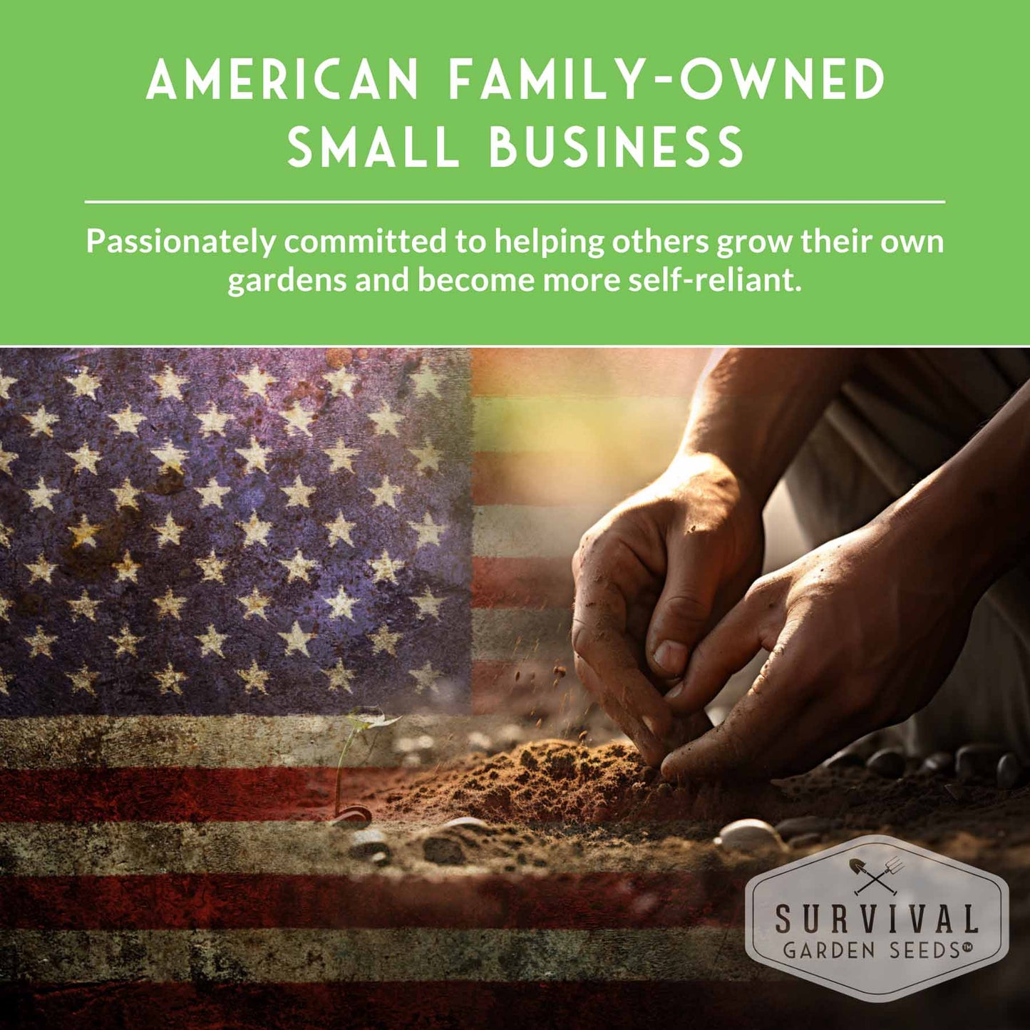 Complete Survival Garden Kit with American-grown vegetable seeds by SurvivalGardenSeeds, ideal for growing food for your family.