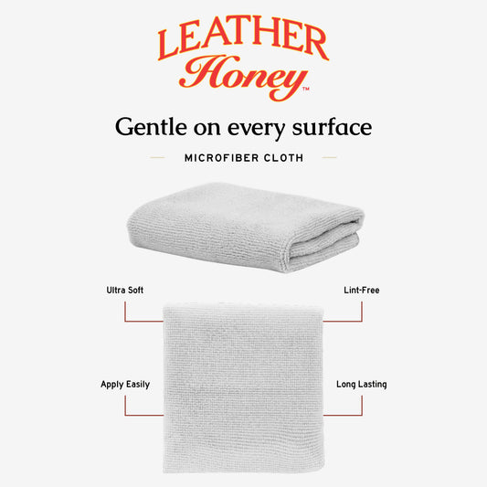Leather Honey lint-free application cloth for leather care, soft and reusable for cleaning and conditioning leather surfaces.