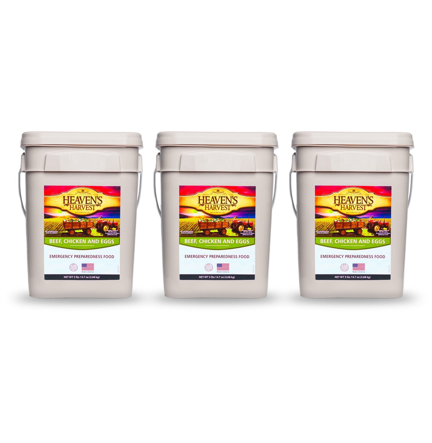 Heaven's Harvest Protein Booster Bucket with 132 servings, emergency survival food kit for one person, one month supply.