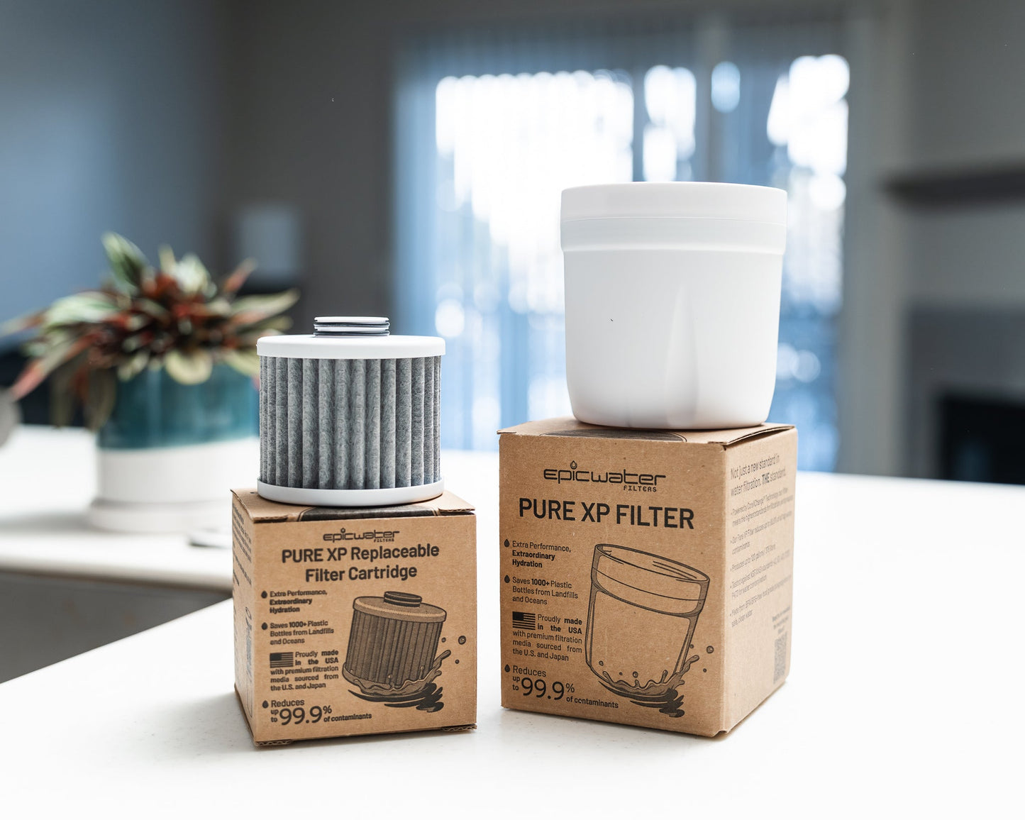 Pure XP replacement filter by Epic Water Filters USA, showing the cylindrical water filter for clean drinking water.