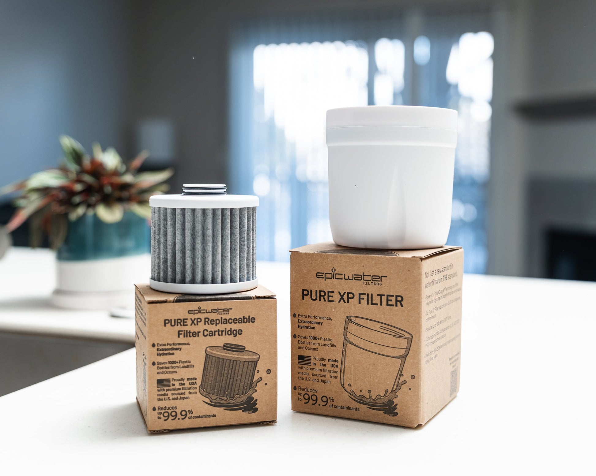 Pure XP replacement filter by Epic Water Filters USA, showing the cylindrical water filter for clean drinking water.
