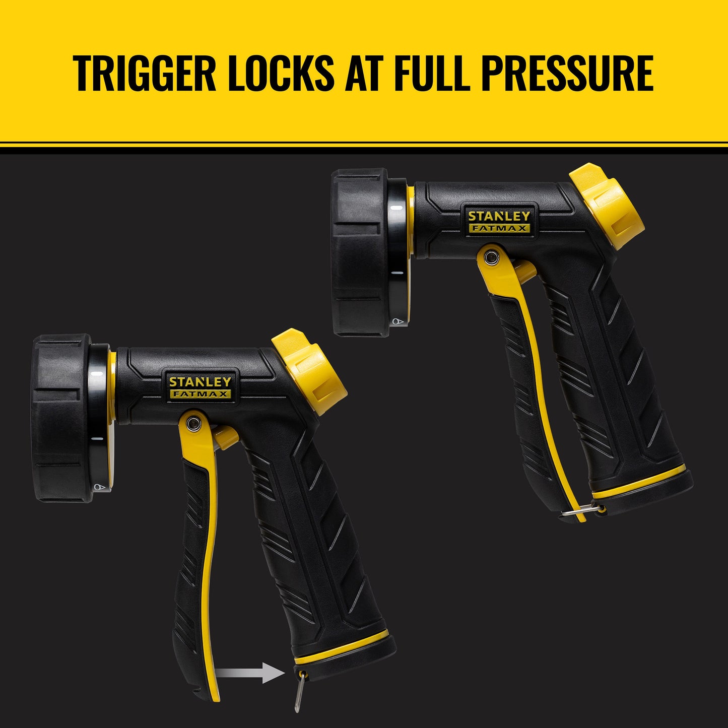 Orbit Irrigation FATMAX 7-Pattern Front Trigger Nozzle for versatile watering, featuring adjustable spray patterns in a compact design.