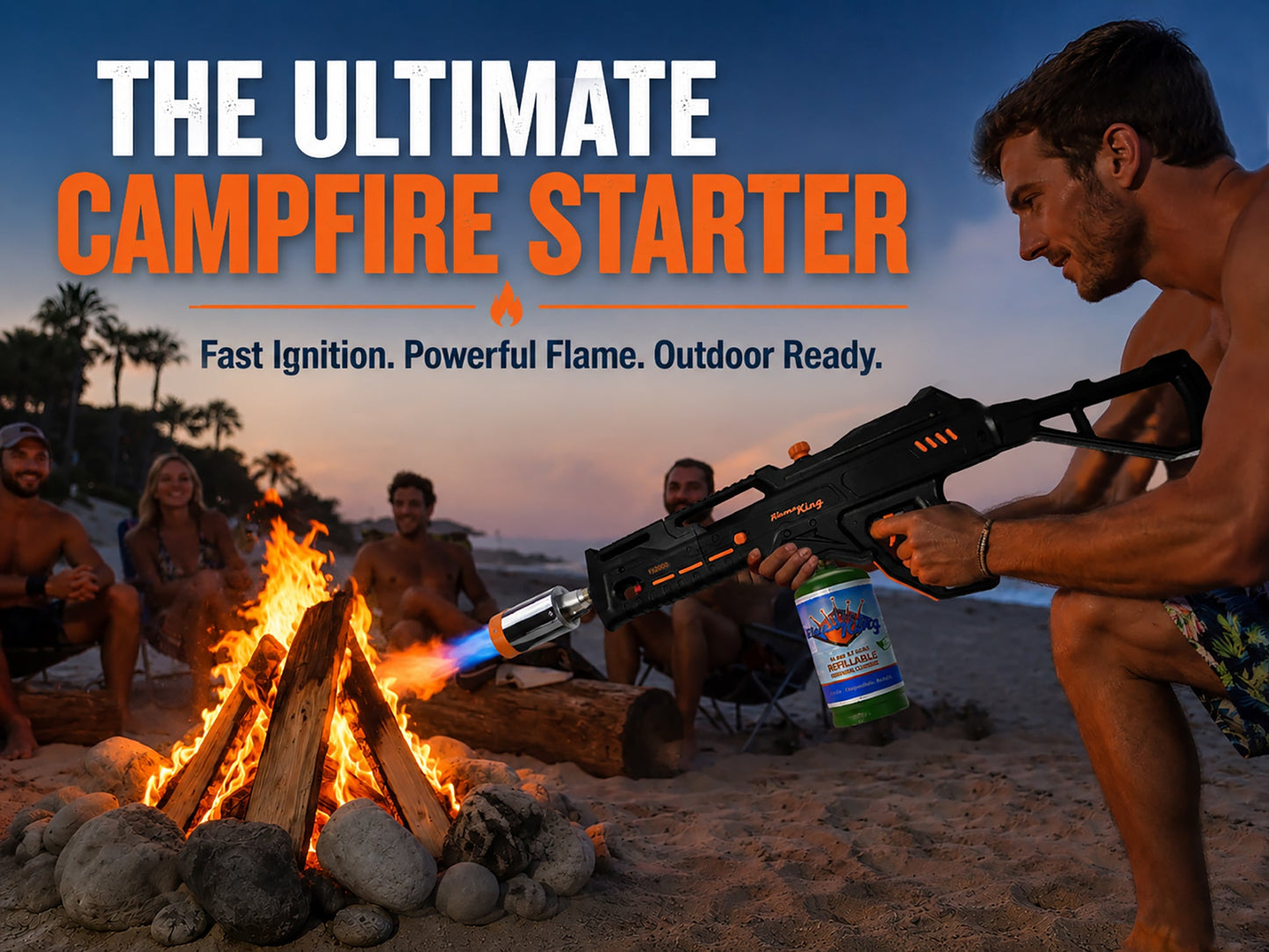 Flame King BlazeTac propane torch gun with trigger ignition, used for weed burning and outdoor heating tasks.