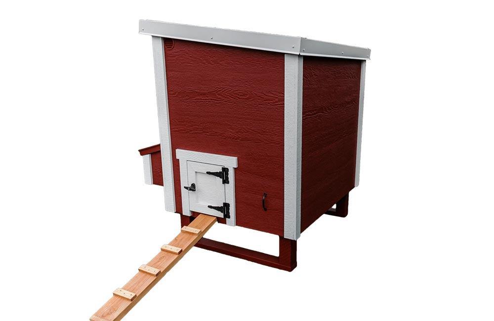 Back view of the Medium OverEZ Chicken Coop designed for up to 10 chickens, featuring a sturdy wooden frame and ventilation.