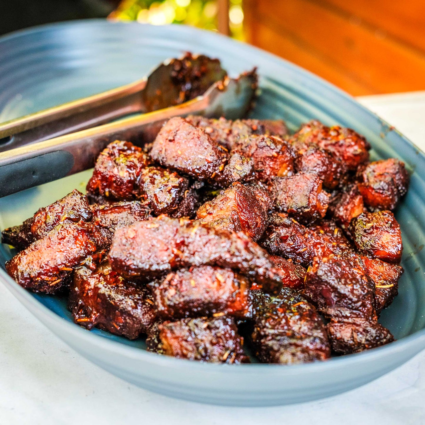 Smoked beef brisket burnt ends from Pig of the Month BBQ, crispy, melt-in-your-mouth BBQ chunks, gluten-free, 1.5lb.