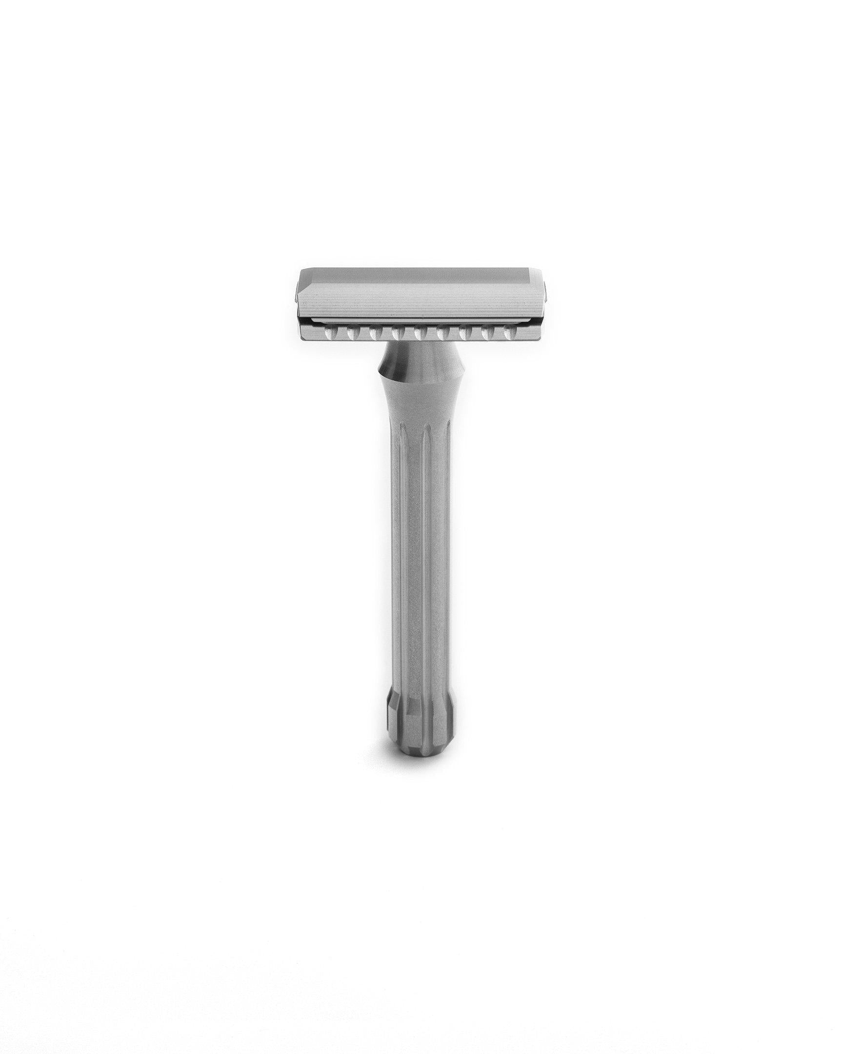 Blackland Razors Blackbird safety razor with a sleek black finish, featuring a textured handle and polished head for a close shave.