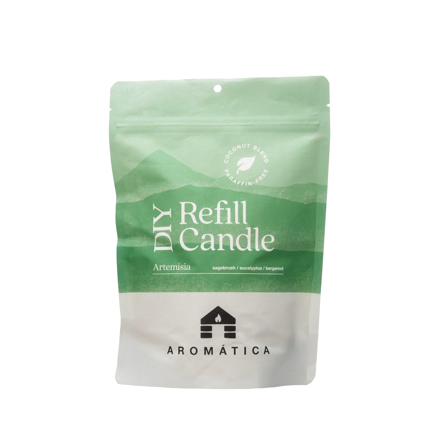 Bluecorn Candles Aromática scented candle refill kit with sage and Artemisa herbs, designed for eco-friendly candle refilling.