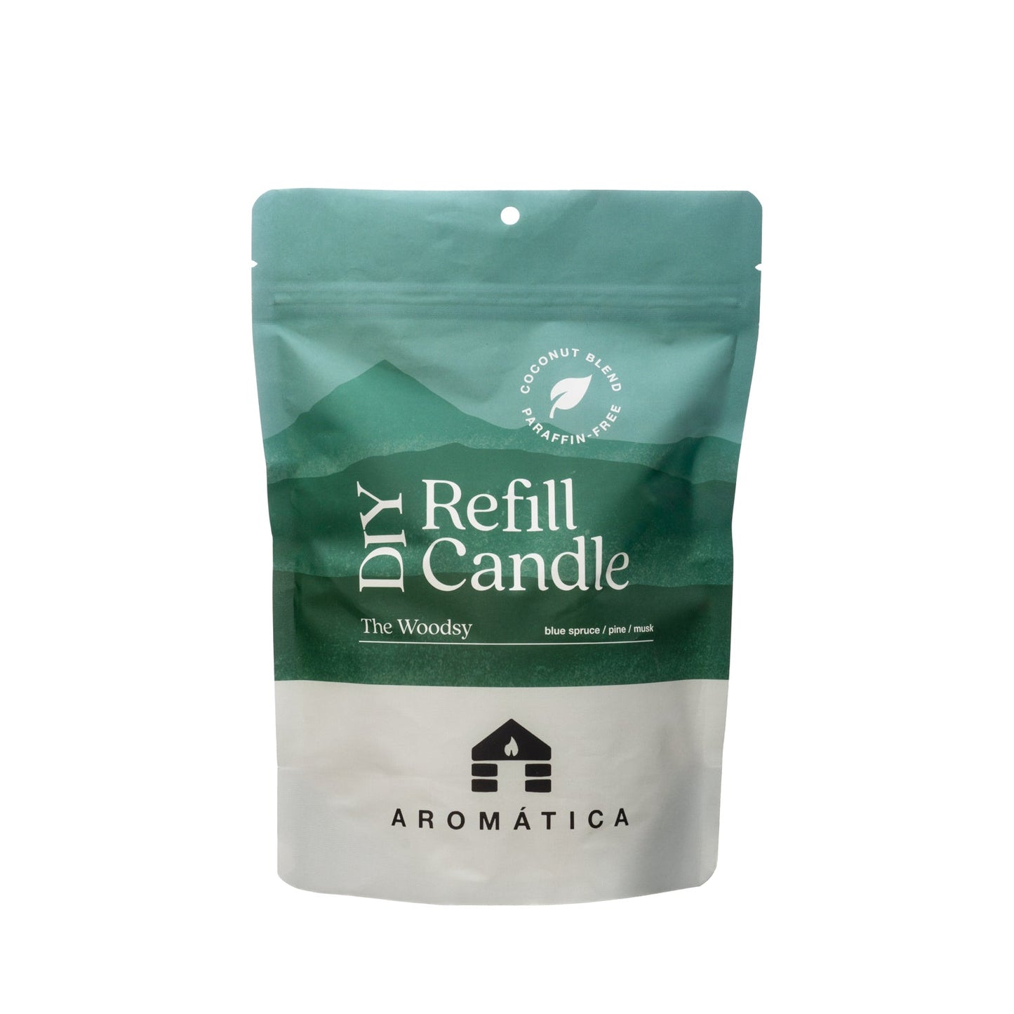 Bluecorn Candles Aromática Scented Candle Refill Kit with woodsy pine scent, designed for refillable candles.