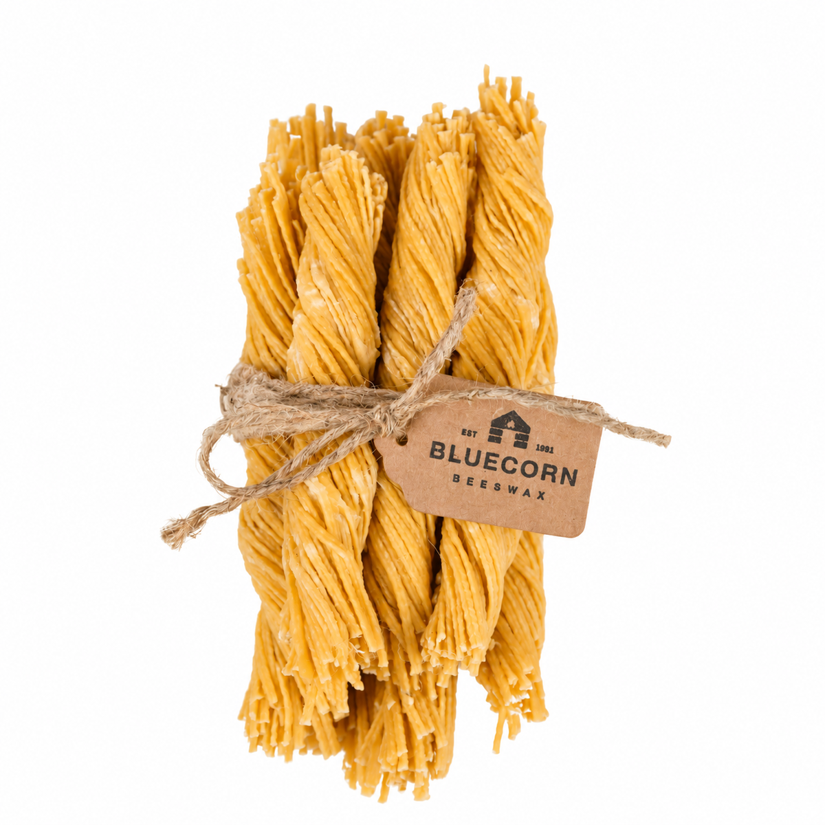 Set of 10 Bluecorn Candles beeswax fire starter wicks for outdoor fires, natural and eco-friendly fire lighting solution.