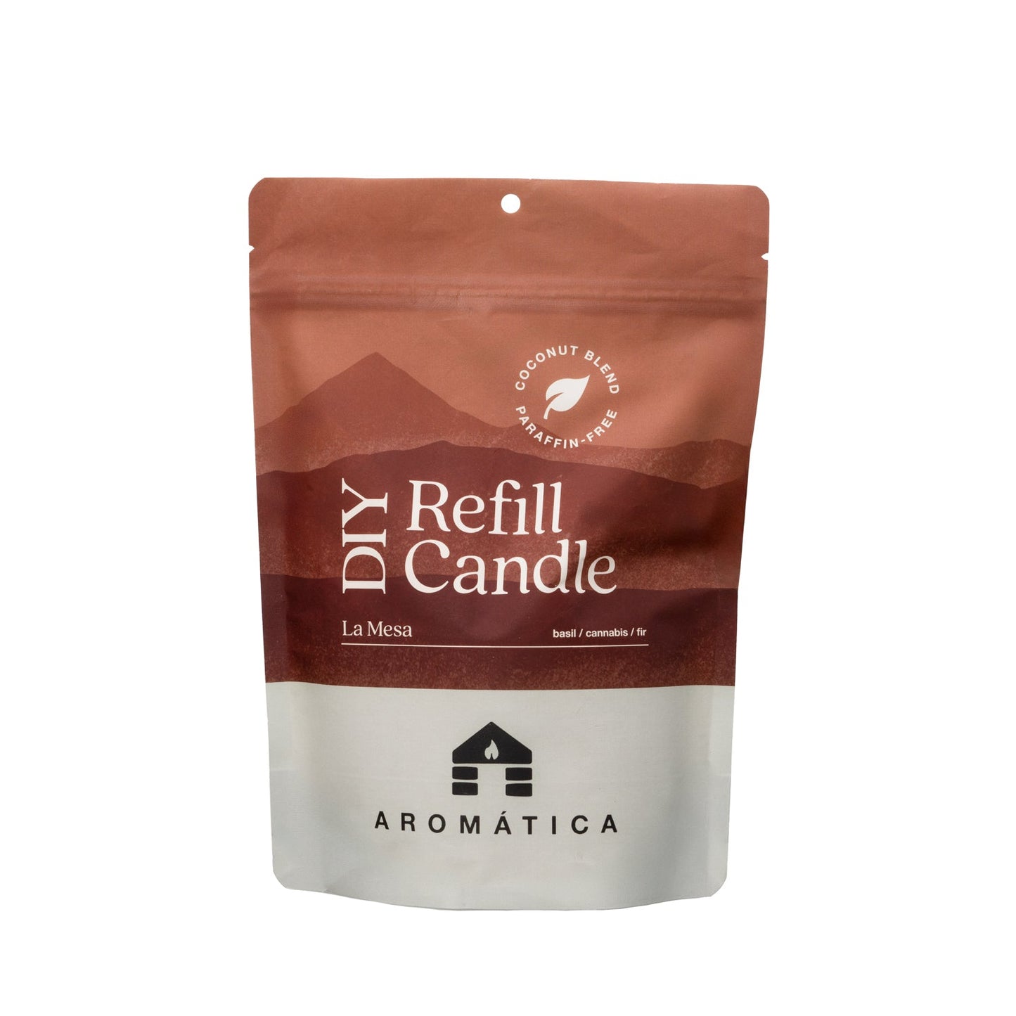 Bluecorn Candles Aromática scented candle refill kit with basil and cannabis fragrances, designed for eco-friendly candle refilling.