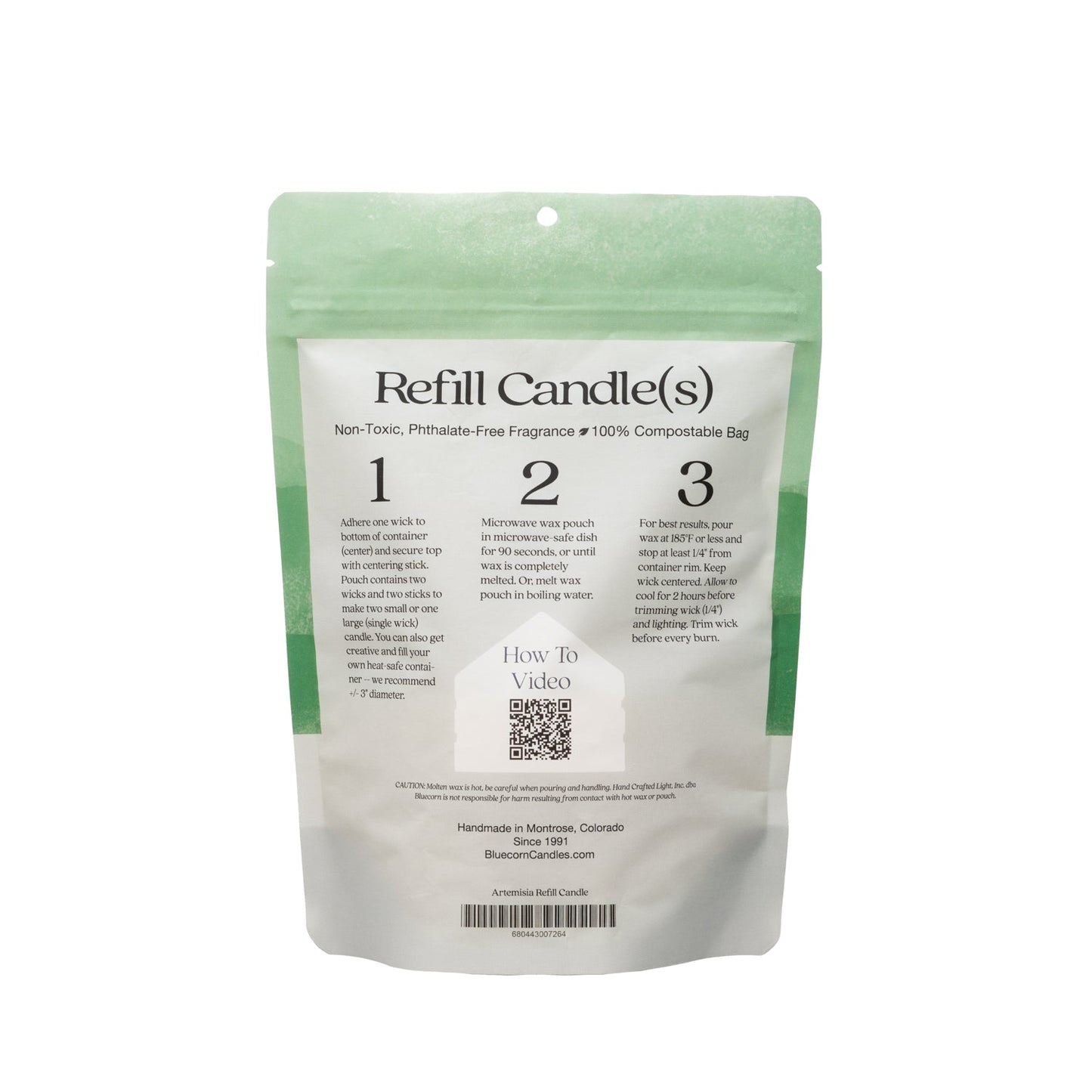 Bluecorn Candles Aromática scented candle refill kit with instructions, featuring natural wax, wicks, and essential oils for home fragrance.