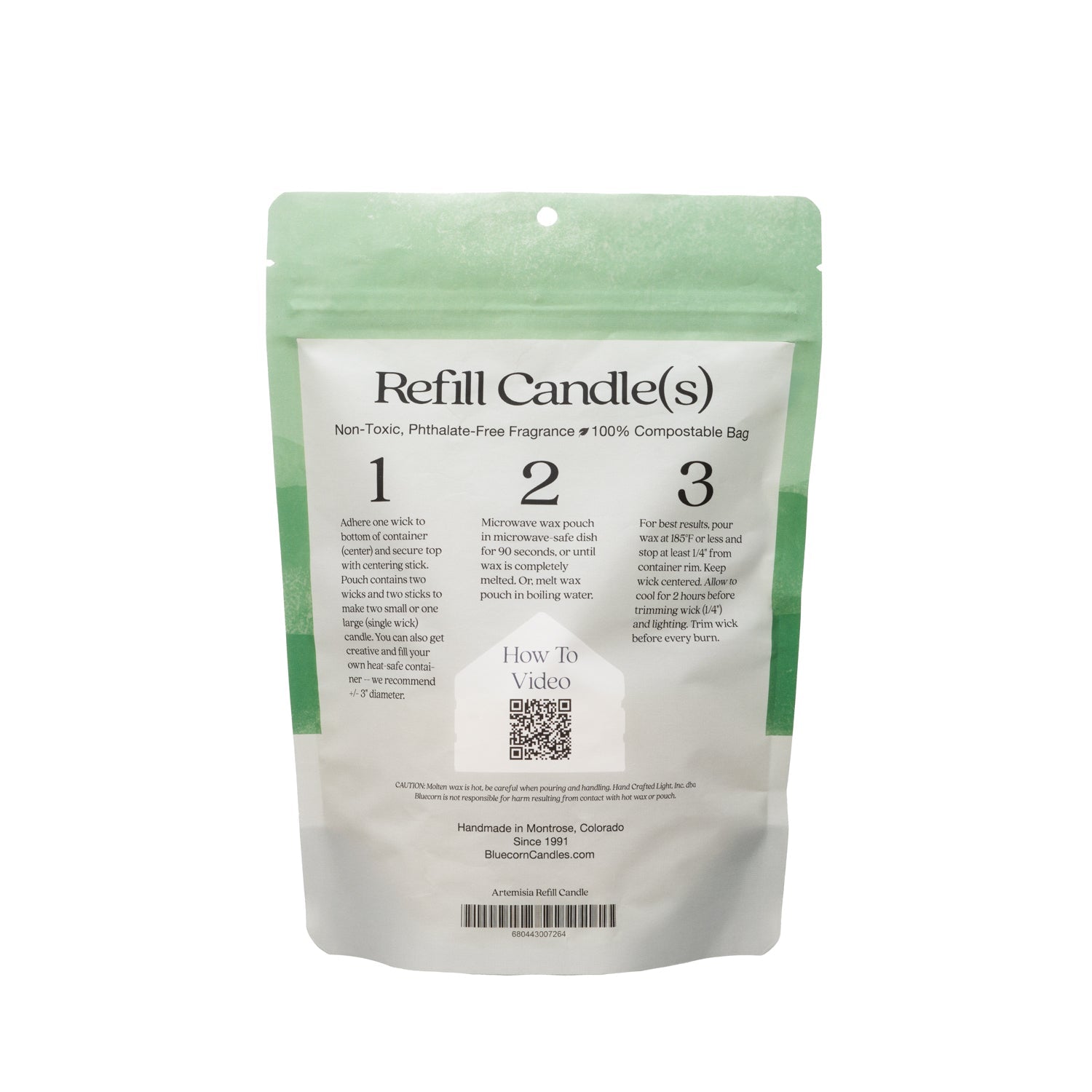 Bluecorn Candles Aromática scented candle refill kit with instructions, featuring natural wax, wicks, and essential oils for home fragrance.