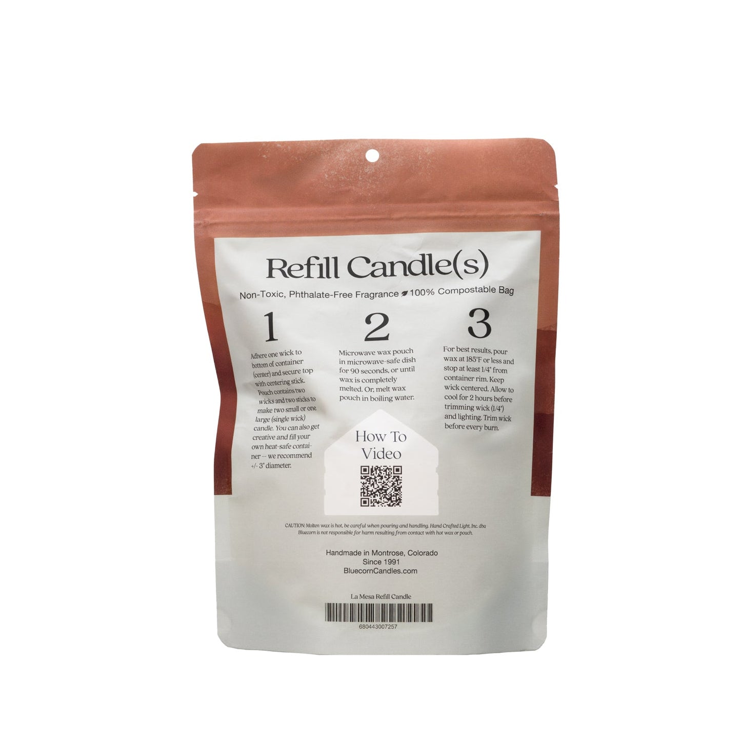 Bluecorn Candles Aromática scented candle refill kit with cannabis scent, shown with refill components and instructions.