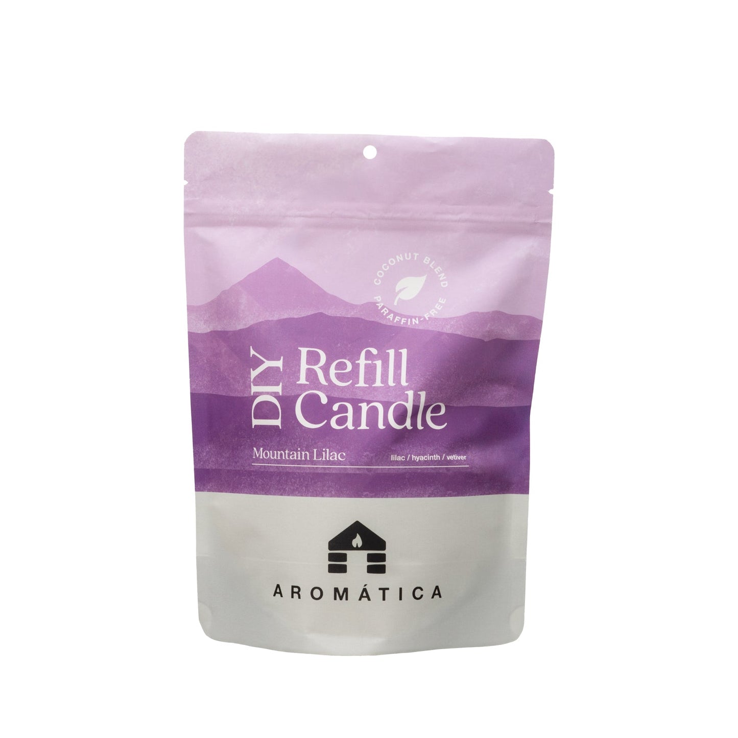 Bluecorn Candles Aromática scented candle refill kit with mountain lilac aroma, featuring a refill container and candle-making supplies.