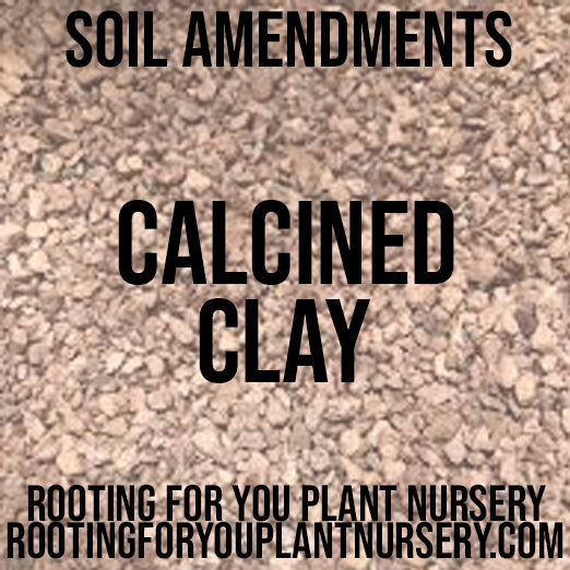 Calcined clay soil amendment in a bag from Rooting For You Plant Nursery, showing the light, granular texture of the product.