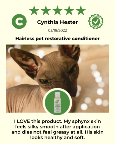 ReNewedPet 4-Hairless Pets Sensitive Conditioner bottle with label, designed for delicate pet skin and hair care.