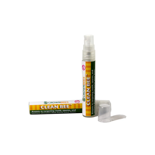 Clean Bee™ Solution by CrownBees in a container, designed for cleaning and maintaining healthy bees, made in the USA.