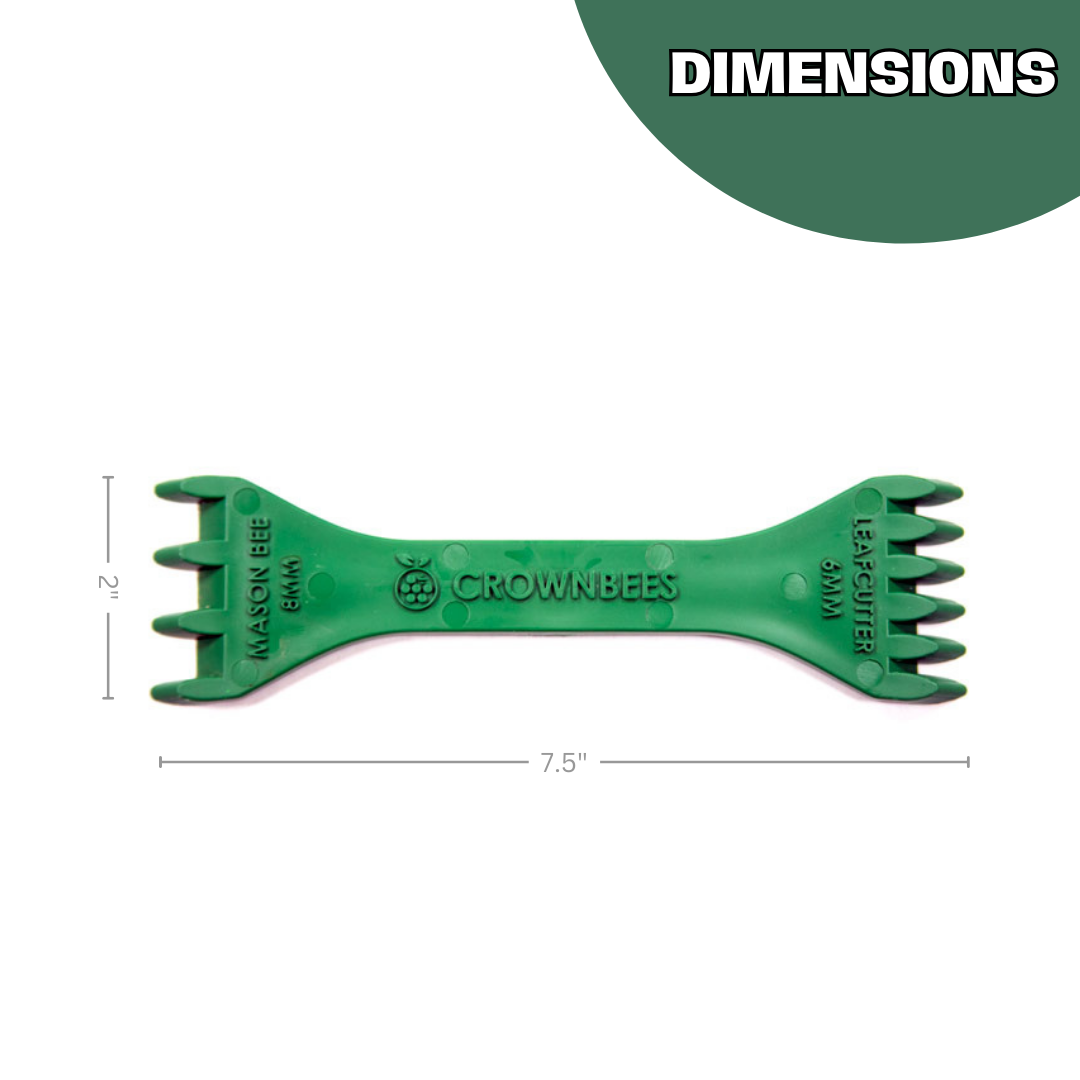 CrownBees cocoon harvesting comb with detailed dimensions for efficient bee cocoon collection and hive management.