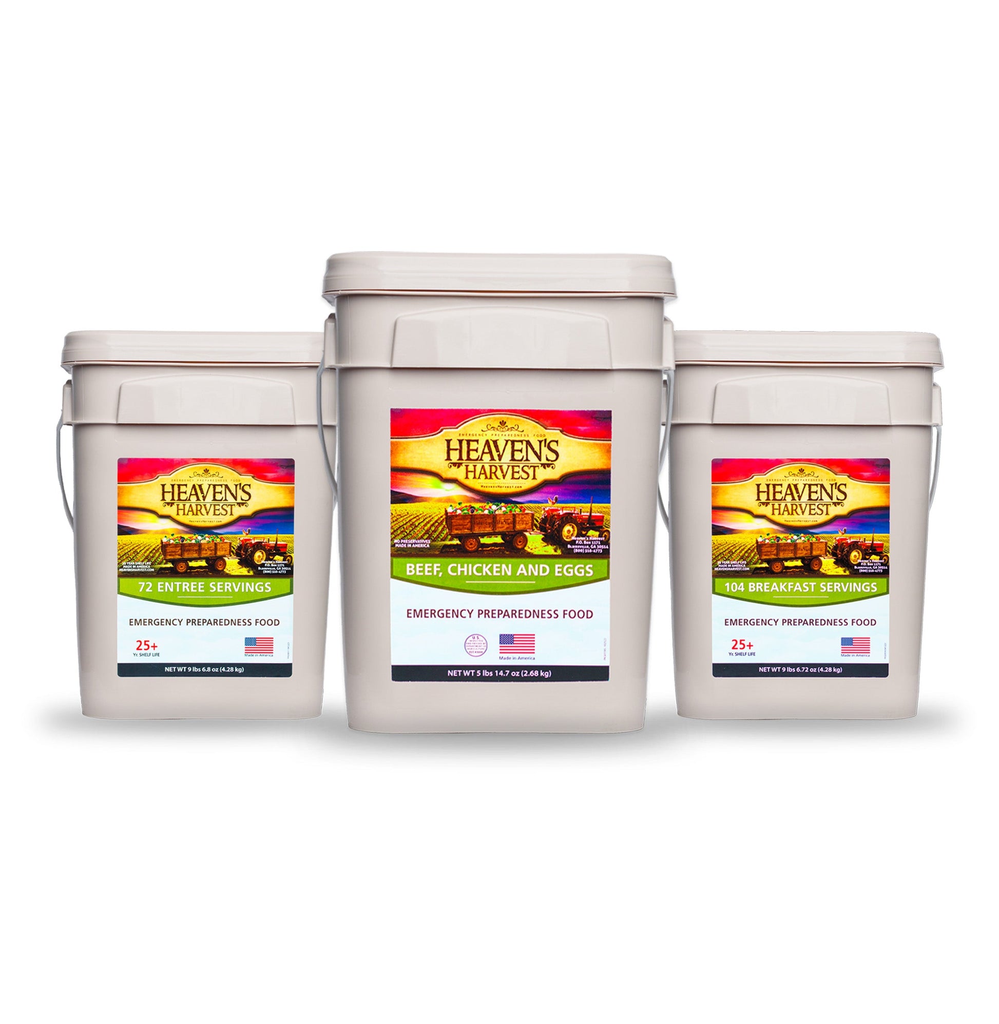 Heaven's Harvest breakfast and entree combo kit with protein, 1-month supply for one person, 308 servings emergency survival food