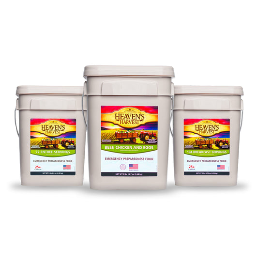 Heaven's Harvest breakfast and entree combo kit with protein, 1-month supply for one person, 308 servings emergency survival food