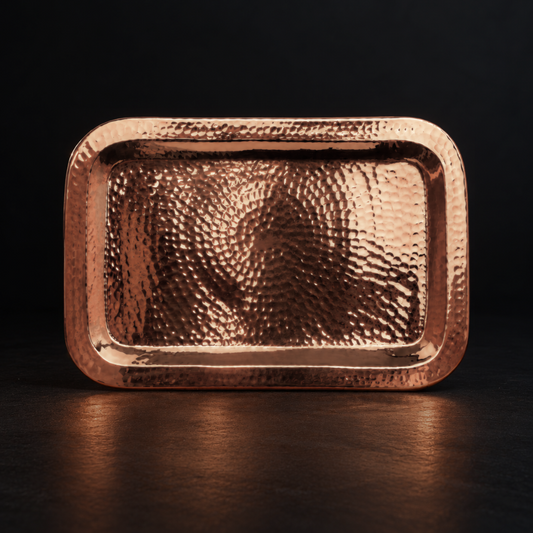 Sertodo copper Charolita tray with a polished surface, designed as a decorative plate or platter for serving or display.