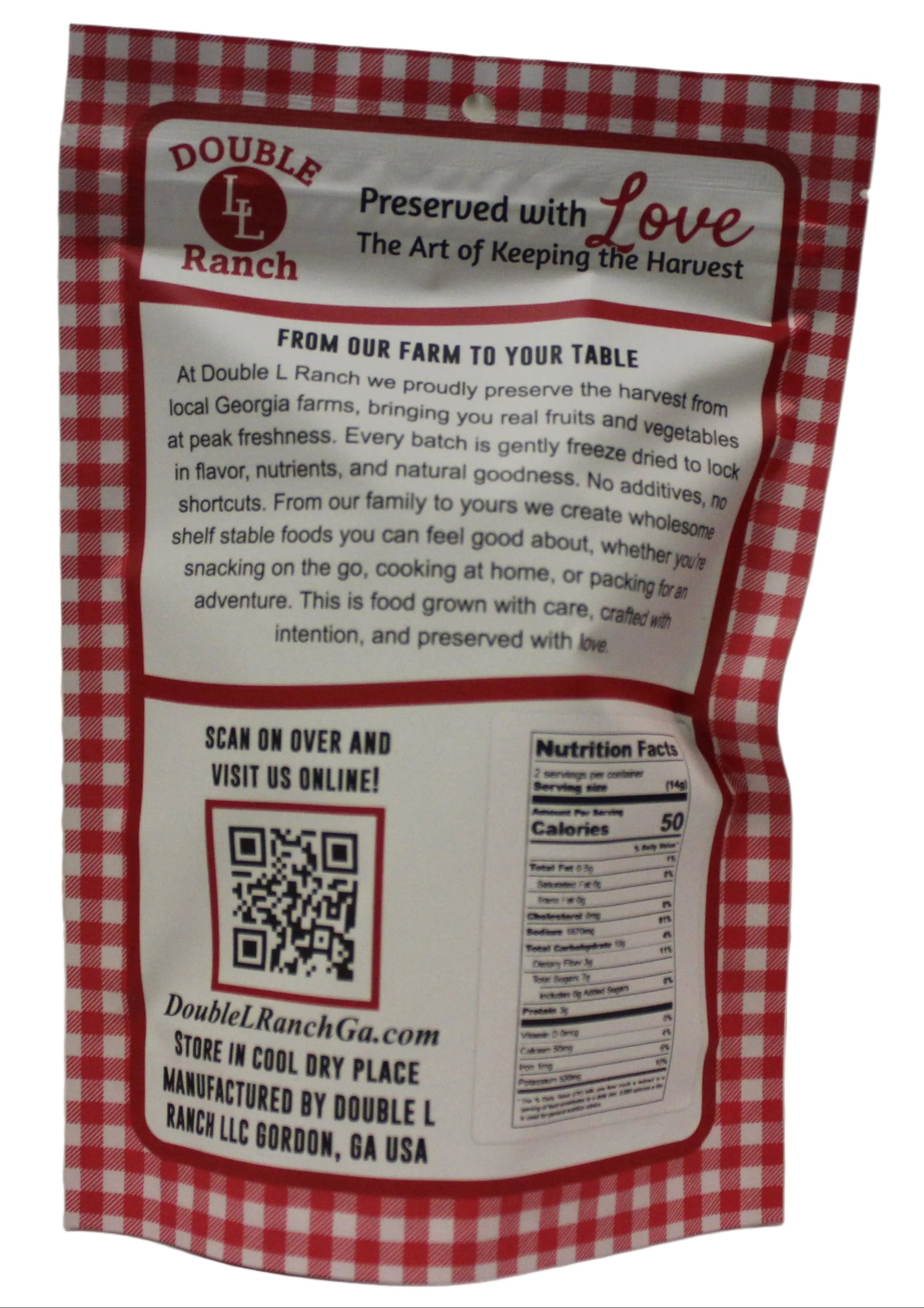 Freeze-dried Creole Squash Chips by Double L Ranch, showing crispy, colorful squash slices in a natural setting.