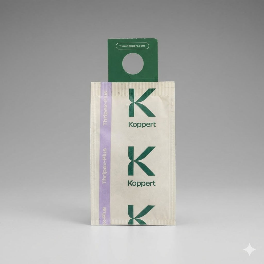 Amblyseius cucumeris prevention sachets by FGMN Nursery for pest control in greenhouse or garden settings.