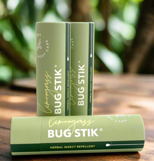 BugStik herbal insect repellent stick by BannerBee Company LLC, natural body care product for insect protection.