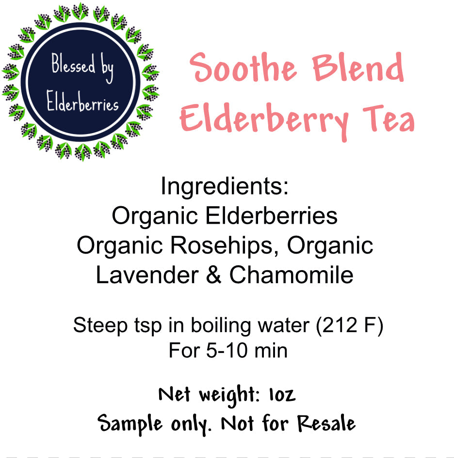 Assorted herbal tea sampler bundle with Blessed by Elderberries branding, featuring various tea bags on a wooden surface.