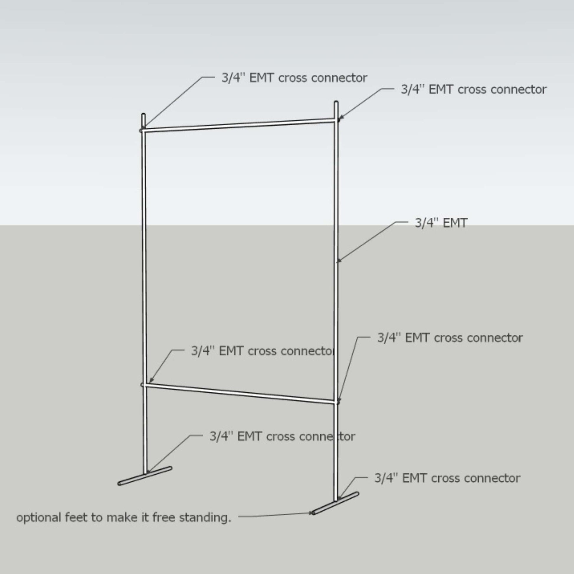 Bootstrap Farmer DIY vine trellis with wooden stakes and twine for supporting climbing plants in gardens.