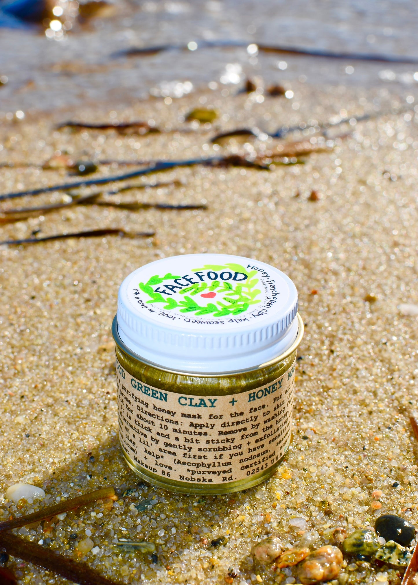 Close-up of a Facefood skin care product from Plant Makeup, featuring the product packaging with natural botanical design.