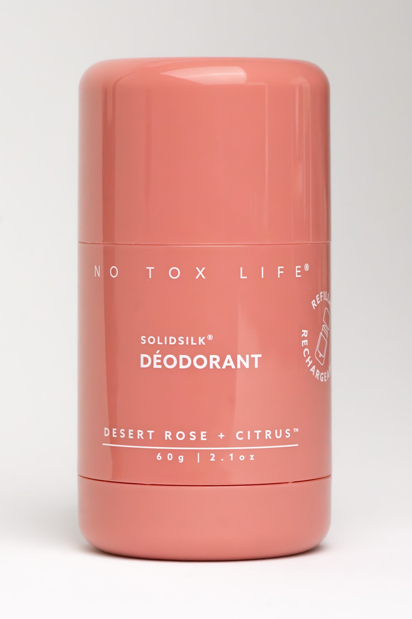 NO TOX LIFE SOLIDSILK refillable deodorant in Desert Rose and Citrus, extra strength, with natural deodorant ingredients.