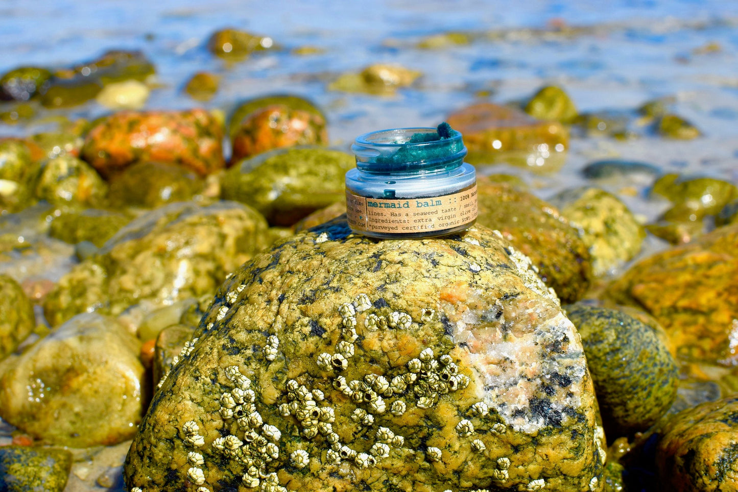 Plant Makeup Mermaid Makeup Balm in a sleek jar with a shimmering, colorful mermaid-inspired design and smooth, creamy texture.