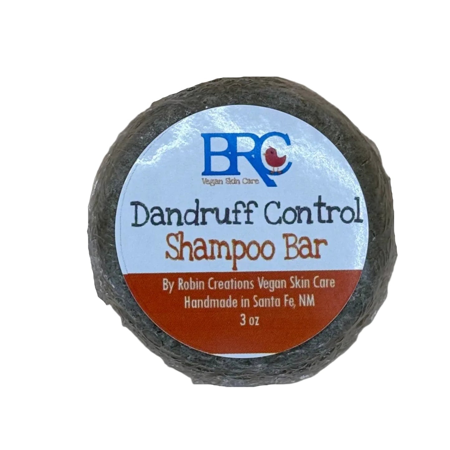 Handcrafted sulfate-free dandruff shampoo bar by By Robin Creations, showing a natural soap bar with herbal ingredients.