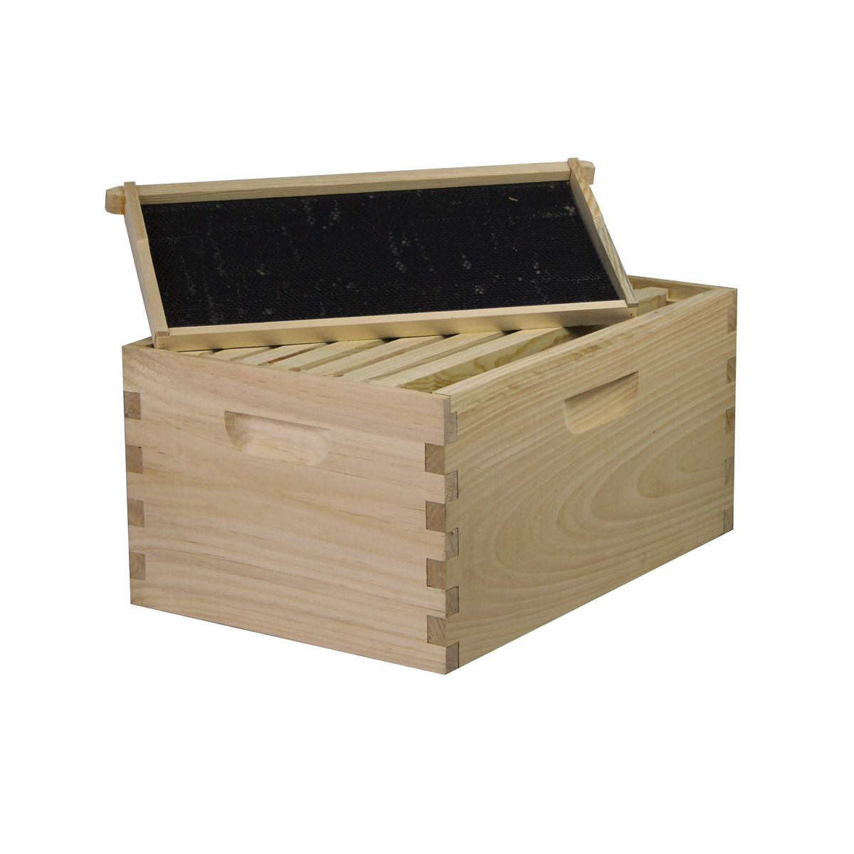 Galena Farms 8-frame complete beehive kit with a fully assembled deep box, frames, and wax-coated foundations, Amish-made.