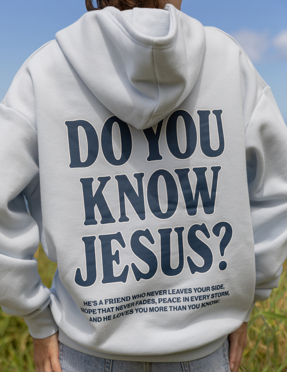 Unisex hoodie with "Do You Know Jesus" printed design by Elevated Faith, soft fabric, and comfortable fit for casual wear.