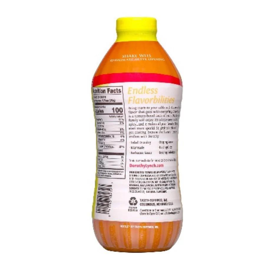 Homestyle Dorothy Lynch Salad Dressing bottle, 32 oz, gluten-free, creamy Nebraska-made food product on a kitchen counter.